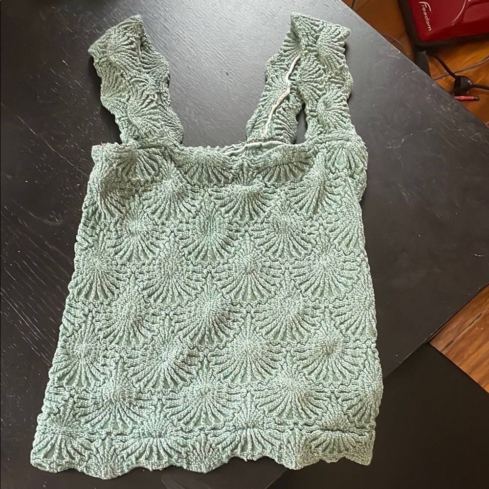 Free People green Love letter cami